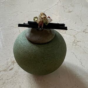Ceramic Jar Collectible With Lid & Gem Detail Mini